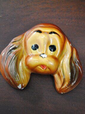 Damaged! Vintage 1952 Miller Studios Cocker Spaniel MCM Chalkware Plaque